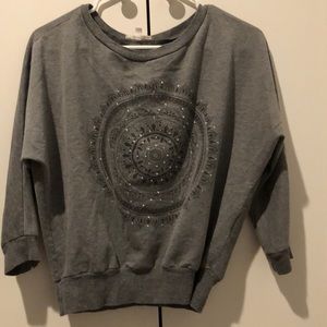 Gray Pattern Long-Sleeved Top